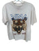 Anine Bing Size XS White & Brown Cotton Short Sleeve Tiger Graphic Top White & Brown / XS