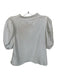 Queen of Sparkles Size M White & Silver Cotton Blend Short Balloon Sleeve Top White & Silver / M