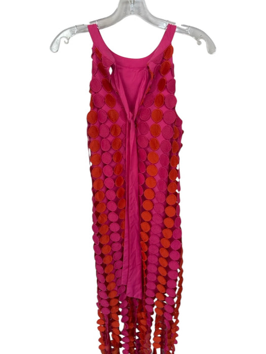 Just Me Size L Pink & Red Polyester Blend Embroidered Design Circles Midi Dress Pink & Red / L