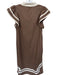 Entro Size S Brown & Cream Linen & Cotton Color Block Maxi V Neck Dress Brown & Cream / S