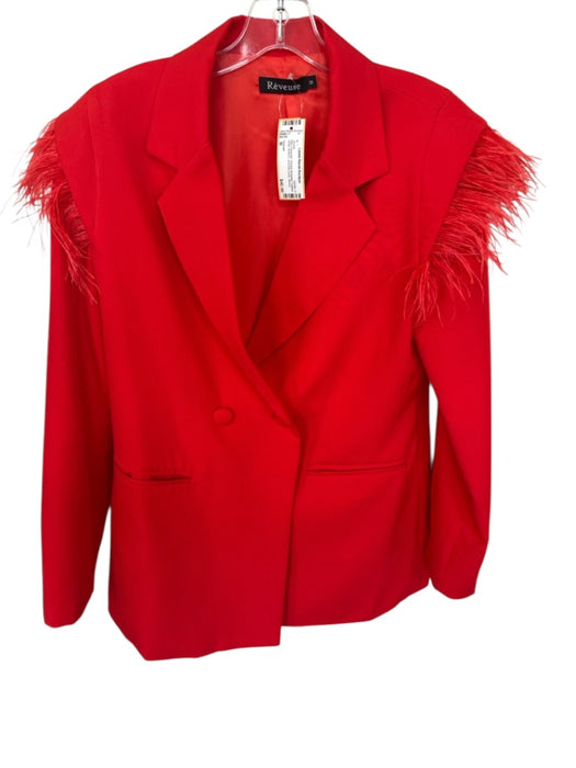 reveuse Size M Red Polyester Double Breasted Feather detail Buttons Jacket Red / M