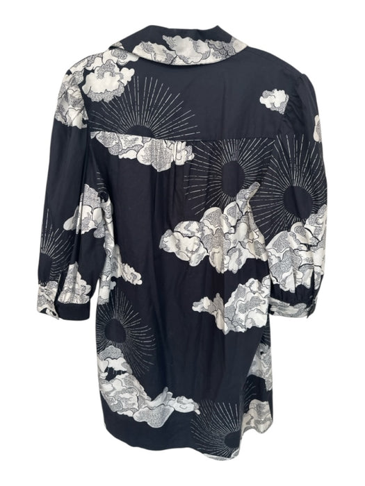Dress to Size S/P Black & White Cotton Collar Half Balloon Sleeve Button Dress Black & White / S/P