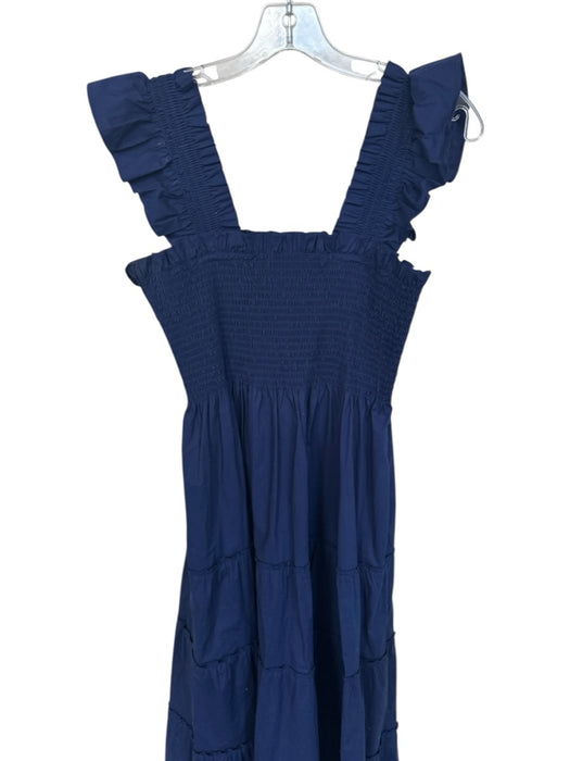 Hill House Size S Navy Cotton Maxi Ruffle Smocked Tiered Dress Navy / S