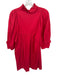 Never a Wallflower Size M Red Cotton Balloon Sleeve Ruffle Collar Mini Dress Red / M
