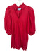 Never a Wallflower Size M Red Cotton Balloon Sleeve Ruffle Collar Mini Dress Red / M