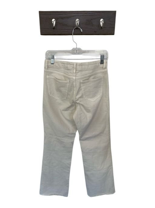 MNG Size 6 Cream Cotton Blend Denim Pockets Raw Hem Straight Jeans Cream / 6