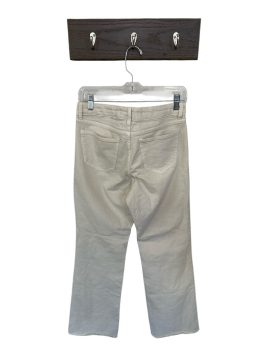 MNG Size 6 Cream Cotton Blend Denim Pockets Raw Hem Straight Jeans Cream / 6