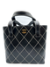 Chanel Black Calfskin Contrast Stitch Diamond Snap Closure Tote Bag Black / S