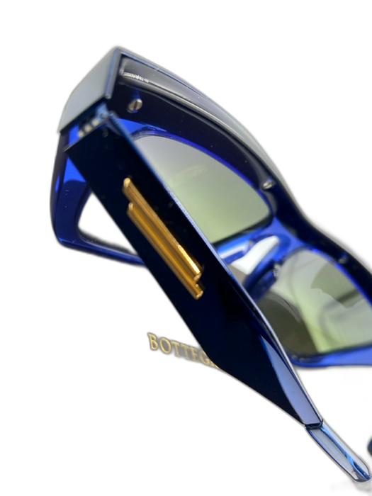 Bottega Veneta Blue Acetate Mirror Cat Eye Sunglasses Blue