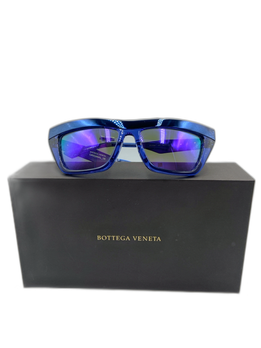Bottega Veneta Blue Acetate Mirror Cat Eye Sunglasses Blue