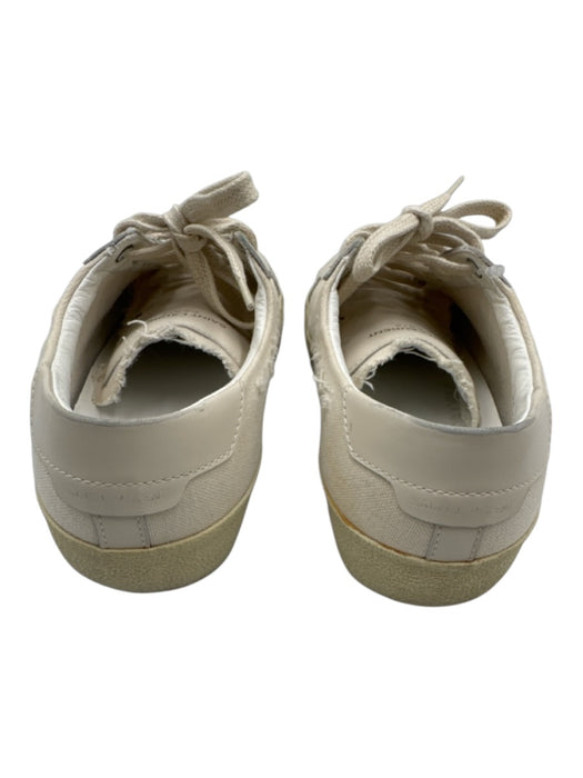 Saint Laurent Shoe Size 39.5 Cream White Canvas Rubber Sole Logo Sneakers Cream White / 39.5