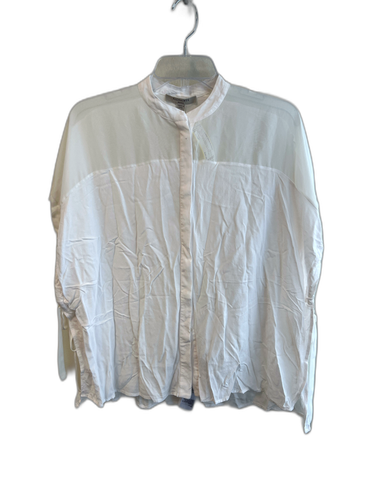 All Saints Size Small White Viscose Button Down Drop Shoulder Tie At Waist Top White / Small