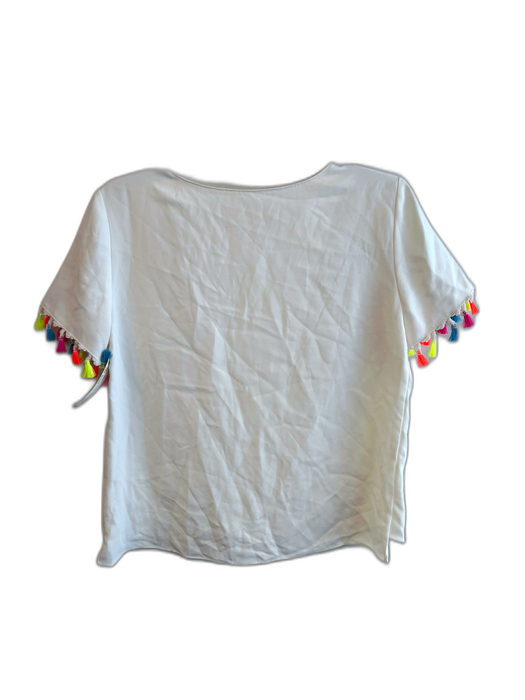 Amanda Uprichard Size Small Off White Polyester Round Neck Short Sleeve Top Off White / Small