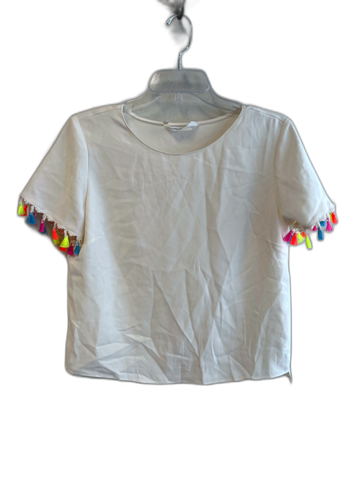 Amanda Uprichard Size Small Off White Polyester Round Neck Short Sleeve Top Off White / Small