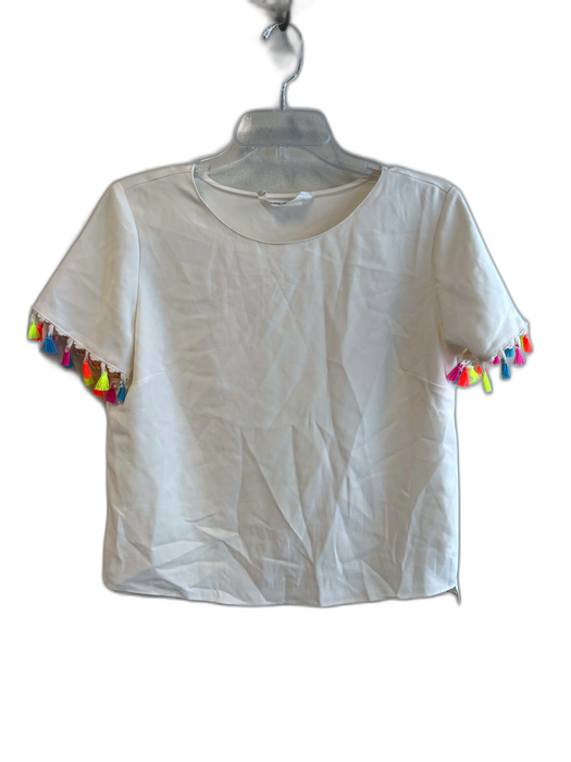 Amanda Uprichard Size Small Off White Polyester Round Neck Short Sleeve Top Off White / Small
