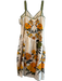Farm Size XL-Petite Cream, Orange & Green Linen Blend Sleeveless Floral Dress Cream, Orange & Green / XL-Petite