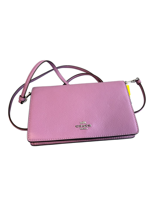 Coach Lavendar Leather Pebbled Silver Hardware Adjustable Strap Card Holder Bag Lavendar / Small