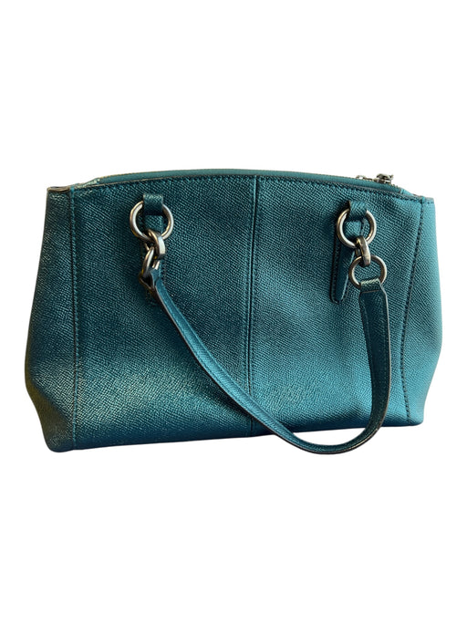 Coach Dark Teal Leather Metallic Double Handle Double Zipper Bag Dark Teal / Medium