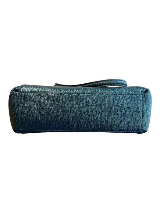Coach Dark Teal Leather Metallic Double Handle Double Zipper Bag Dark Teal / Medium