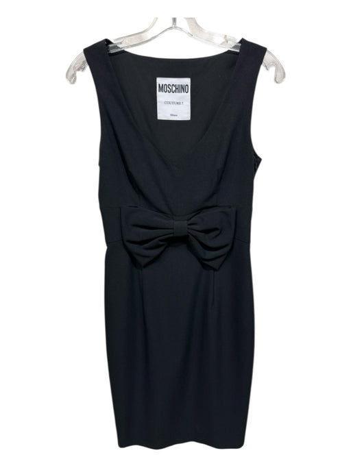 Moschino Couture Size 6 Black Polyester Sleeveless Bow Detail Darted Dress Black / 6