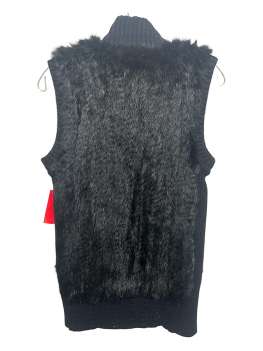 Calypso Size XS Black Wool & Rabbit Zip Up Sleeveless Mock Neck Vest Black / XS