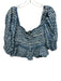 Sea New York Size M Blue & White Cotton Floral Short Puff Sleeve Crop Top Blue & White / M
