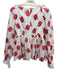 Erdem Size 4 White & Red Viscose Blend Floral Long Balloon Sleeve Ruffle Top White & Red / 4