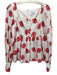 Erdem Size 4 White & Red Viscose Blend Floral Long Balloon Sleeve Ruffle Top White & Red / 4