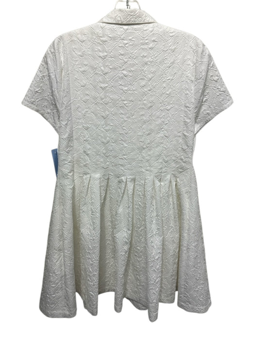 Hill House Size S White Polyester Textured Cap Sleeve Quarter Button Dress White / S