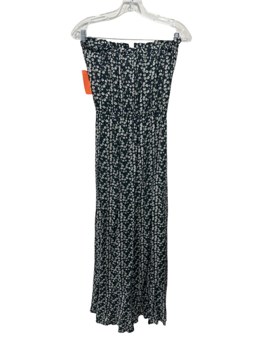 Elan Size S Black, White & Green Rayon Floral Strapless Button Front Dress Black, White & Green / S