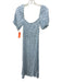 Faithful The Brand Size 6 White & Blue Rayon Abstract Floral Side Slits Dress White & Blue / 6