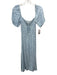 Faithful The Brand Size 6 White & Blue Rayon Abstract Floral Side Slits Dress White & Blue / 6