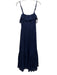Co Size S Navy Blue Silk Blend Spaghetti Strap Tie Shoulder Pleated Dress Navy Blue / S