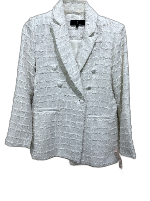 Abbey Glass Size S White Polyester Tweed Windowpane Single Breasted Jacket White / S