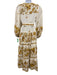 Zimmermann Size 0 White & yellow Linen Long Balloon Sleeve Floral Tiered Dress White & yellow / 0
