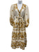 Zimmermann Size 0 White & yellow Linen Long Balloon Sleeve Floral Tiered Dress White & yellow / 0