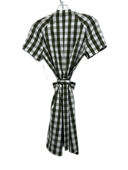 Lafayette 148 Size 2 Green & White Cotton Blend Short Sleeve Checked Dress Green & White / 2