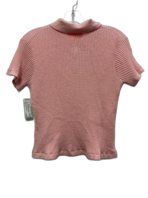 Guest in Residence Size L Pink Cashmere 3 Button Collar Rib Knit Sweater Pink / L