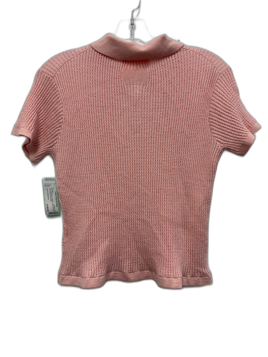 Guest in Residence Size L Pink Cashmere 3 Button Collar Rib Knit Sweater Pink / L
