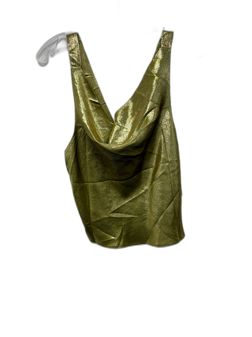 Cynthia Rowley Size S Gold Lame Silk Sleeveless Cowl Neck Shimmer Top Gold Lame / S