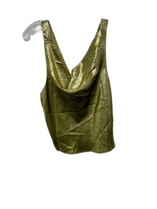 Cynthia Rowley Size S Gold Lame Silk Sleeveless Cowl Neck Shimmer Top Gold Lame / S