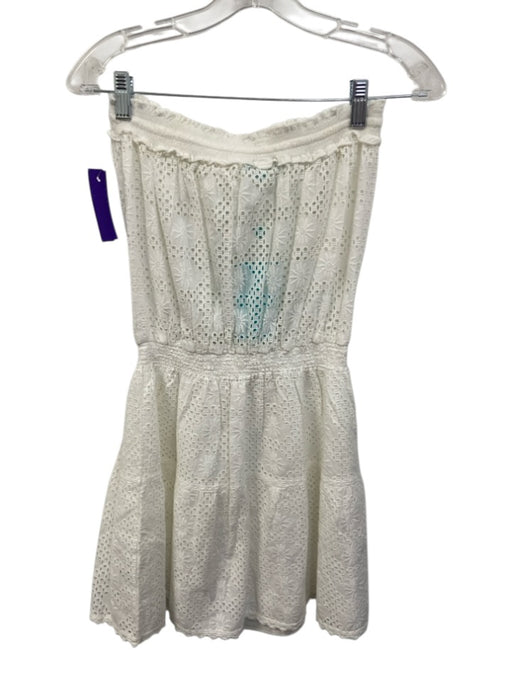Melissa Odabash Size S White Cotton Tube Elastic Waist Eyelet Detail Dress White / S