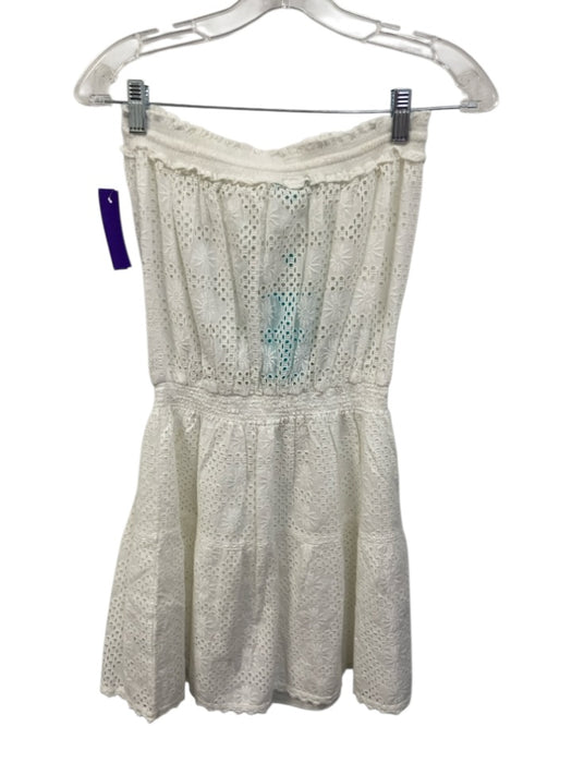 Melissa Odabash Size S White Cotton Tube Elastic Waist Eyelet Detail Dress White / S