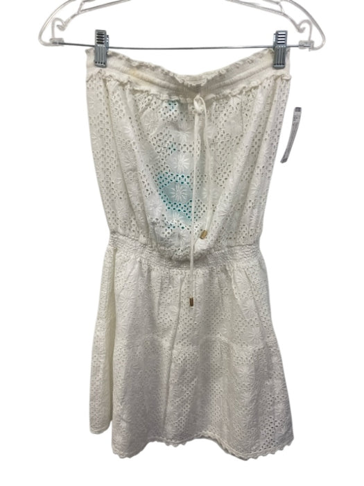 Melissa Odabash Size S White Cotton Tube Elastic Waist Eyelet Detail Dress White / S