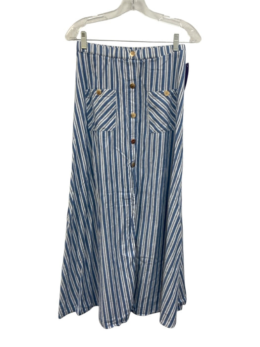 Melissa Odabash Size XS Blue & White Cotton Striped Off Shoulder Pant Set Blue & White / XS