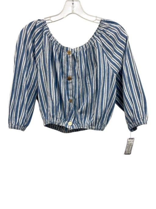 Melissa Odabash Size XS Blue & White Cotton Striped Off Shoulder Pant Set Blue & White / XS