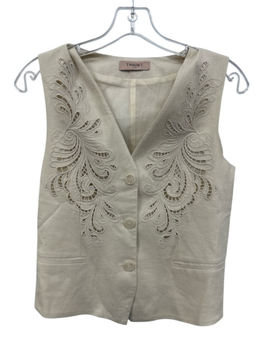 Twinset Size 38 Beige Polyester Sleeveless Button Close Clasp closure Pant Set Beige / 38