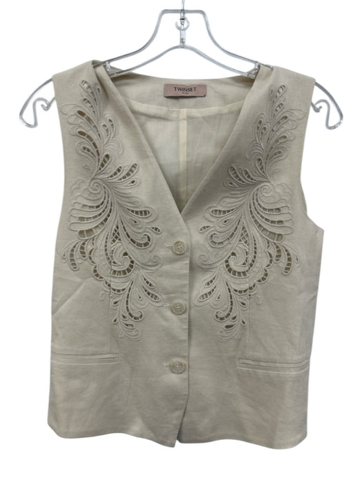 Twinset Size 38 Beige Polyester Sleeveless Button Close Clasp closure Pant Set Beige / 38