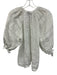 Hannah Size 2 White Linen V Neck Button Down Long Sleeve Tie Cuff Top White / 2