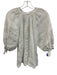 Hannah Size 2 White Linen V Neck Button Down Long Sleeve Tie Cuff Top White / 2